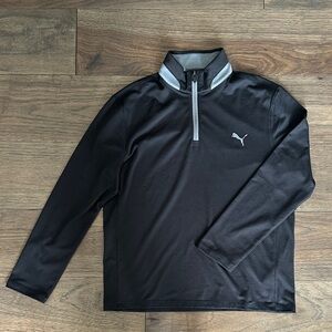 Puma Golf Black and Gray Quarter-Zip, Youth Golf Pullover